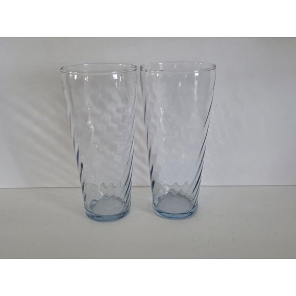 Hazel Stlas Optic Swirl Set Of 2 Blue Twisted Glass Tumblers - Picture 4 of 8